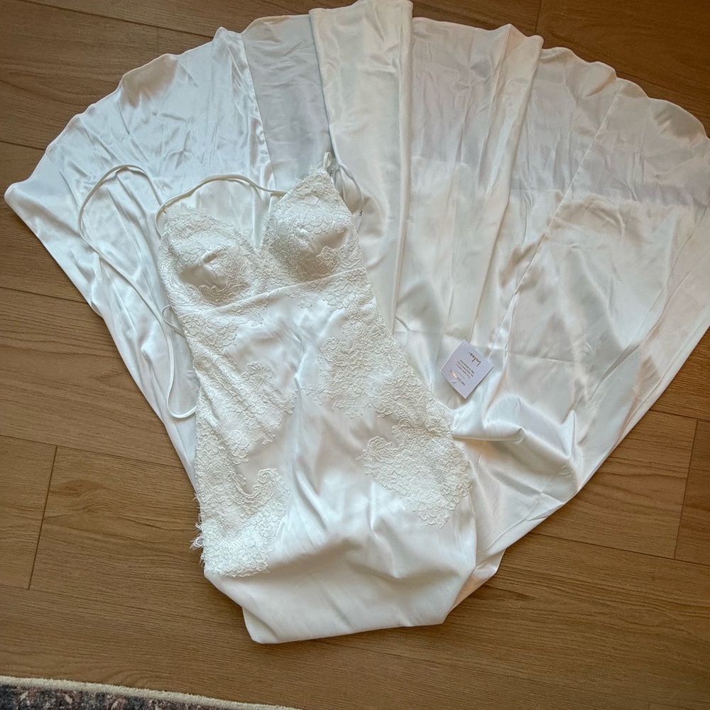 Lulu's White Satin Lace Bridal Slip Dress